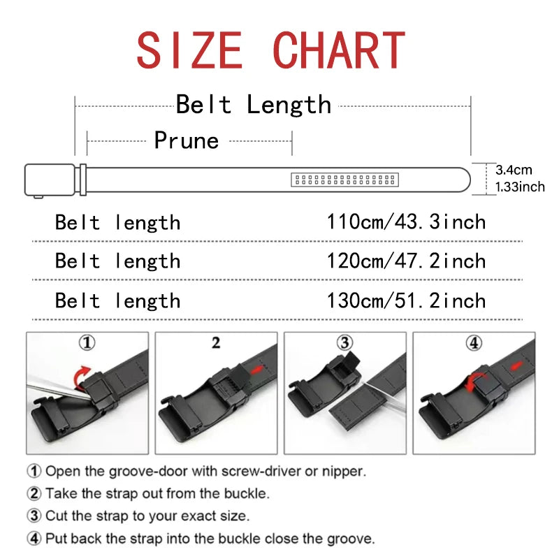 Men's High-Quality Belt 110cm 120cm 130cm Luxury Belt, Black Men's Automatic Buckle Jeans Men's Belt Suit Belt